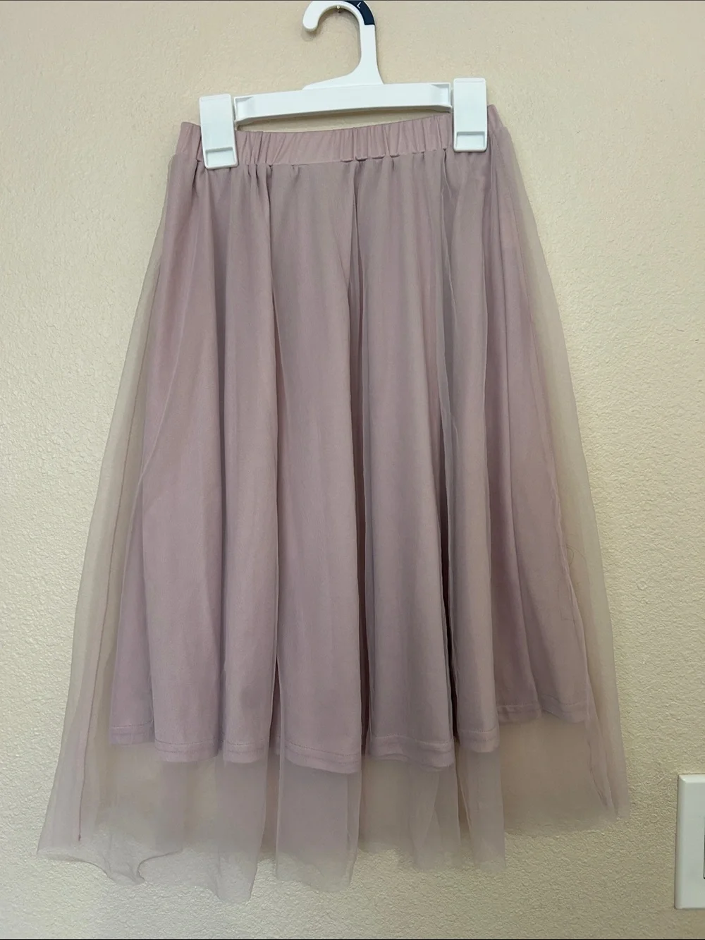 SHEIN Elegant Dusty Rose Tulle Midi Skirt -Girls